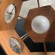 Vintage Scandinavian teak and glass pendant light 1960