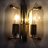 3 brass and vintage glass wall sconces