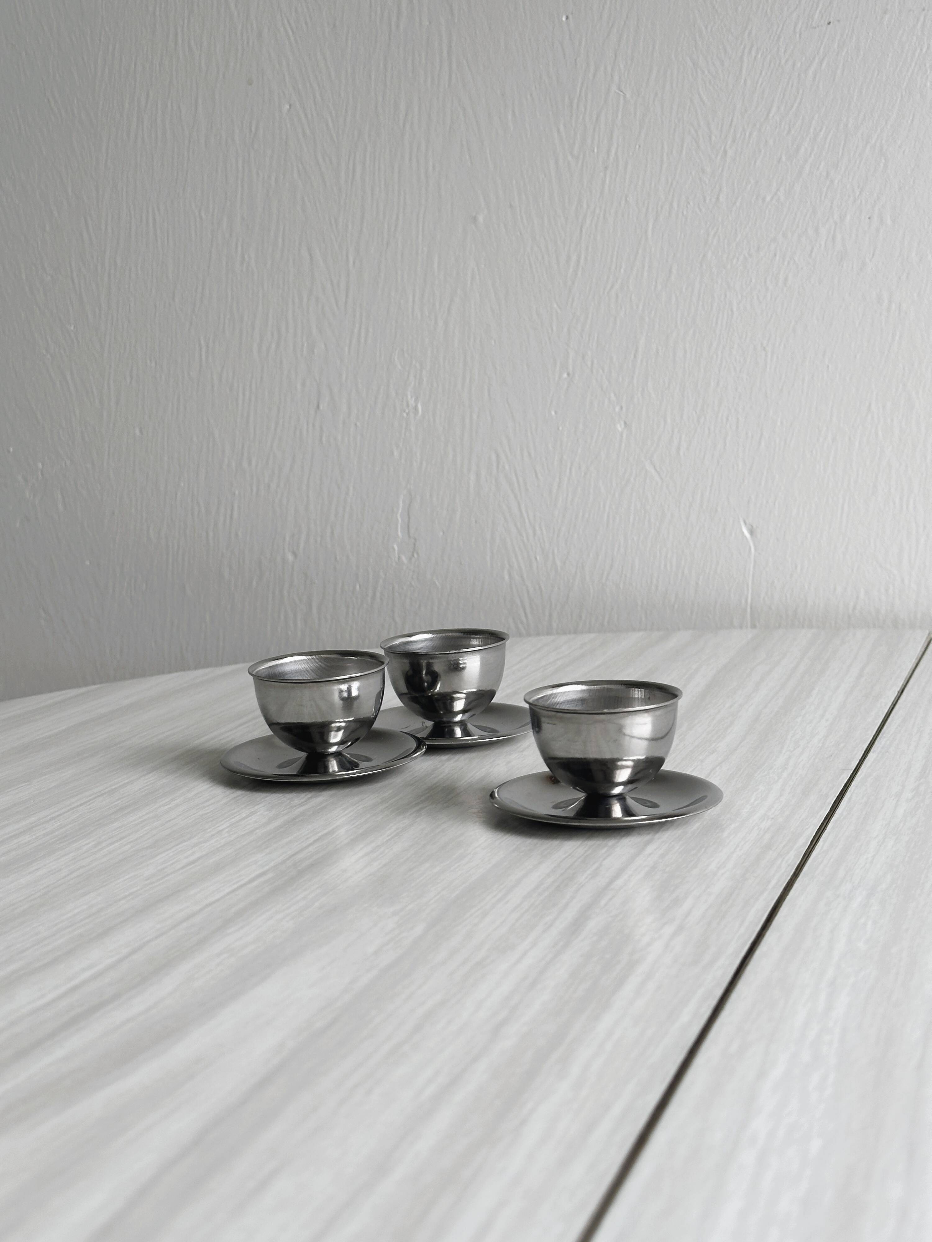 Lot de 3 coquetiers design en inox