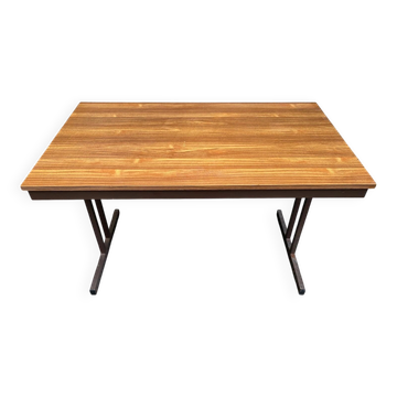 Mid-Century wooden and steel folding table brown 1970 120x70cm