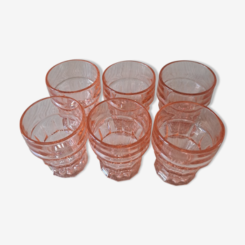 Suite of 6 pink glasses