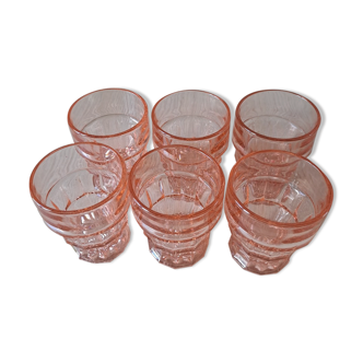 Suite of 6 pink glasses