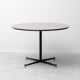 Vintage round table in wood and glass with metal base, 1970s modernist