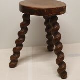 Vintage tripod stool in solid wood