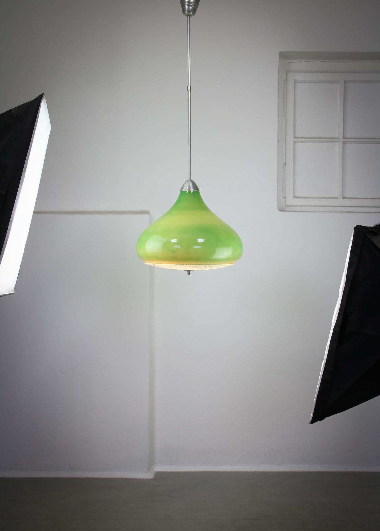 Italian mid-century green glass pendant lamp