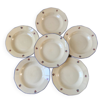 Lot of 6 hollow plates badonviller "small flowers" 50s