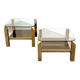 Set of 2 Belgo coffee tables in chrome brass and glass, Belgium, 1970s