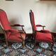 Lot of red velvet Voltaire armchairs