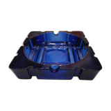 Vintage blue glass ashtray from the 80s