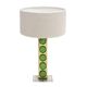 Mid Modern Style Pair of Brass Italian Table Lamps with Green Murano Glass