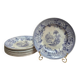 Set of 8 antique English dessert plates by J. Marshall & Co Bosphorus purple earthenware 19th century.