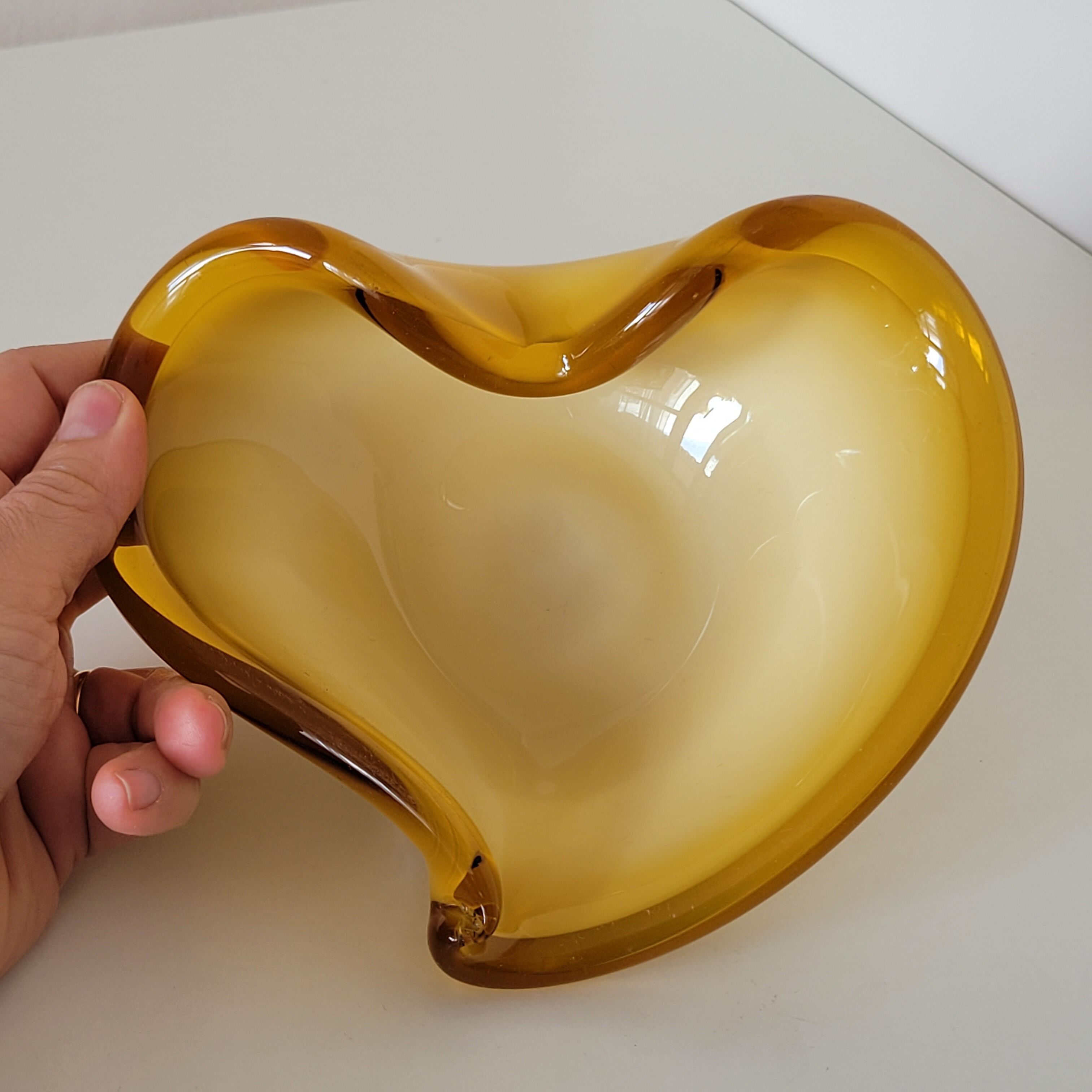 Empty pocket vintage yellow Murano glass bowl