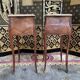 Pair of Louis XV style bedside tables in marquetry