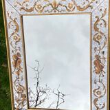 Miroir ancien à parecloses et verre églomisé style 18ème