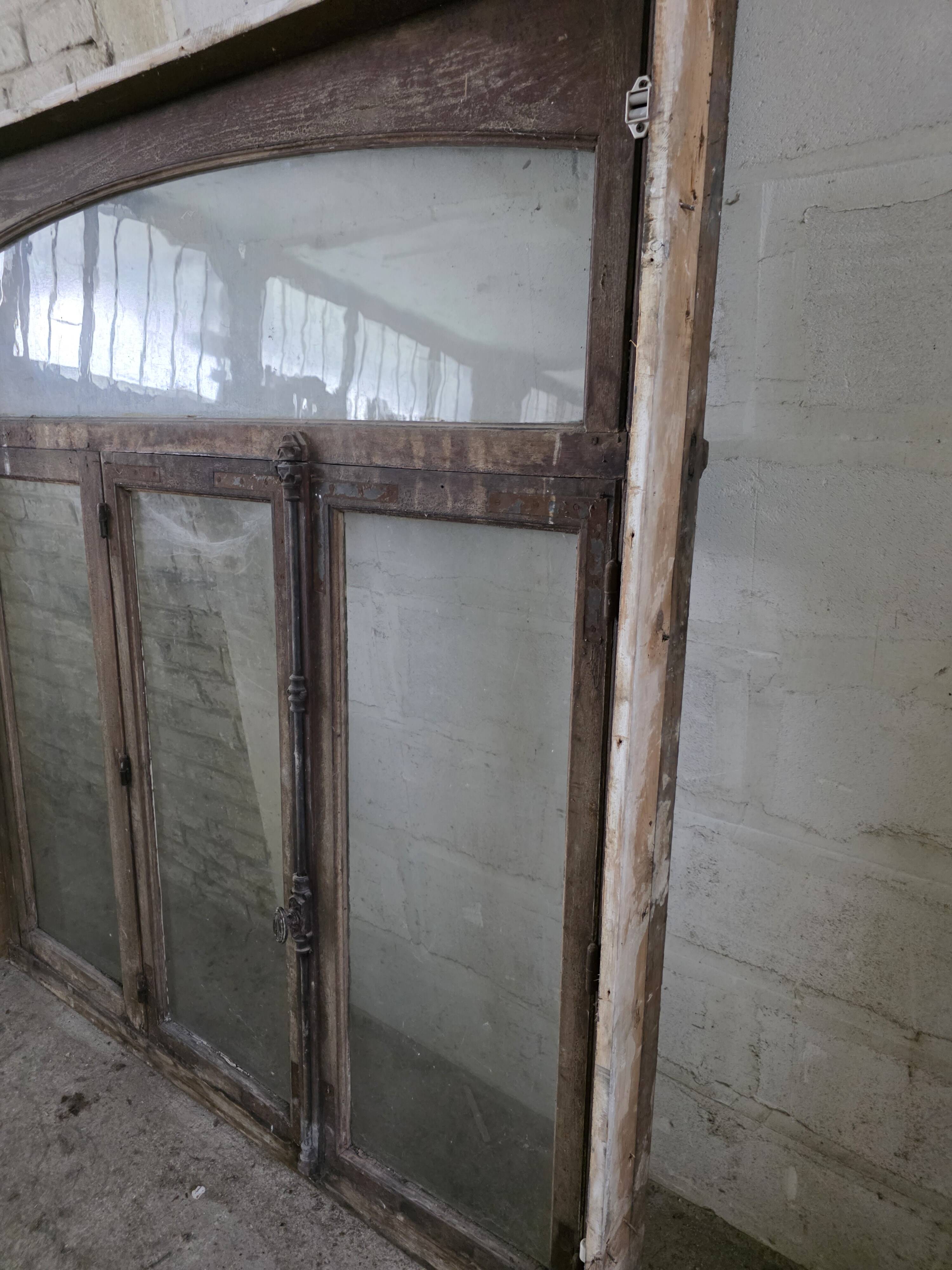 4 old solid oak windows from the early 20th century