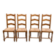 4 Vintage Farmhouse Style Solid Wood Straw Dining Chairs