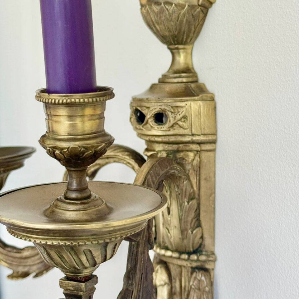 Pair of Mid-19th Century Napoleon III 2-Branch Gilt Bronze Candle Sconces
