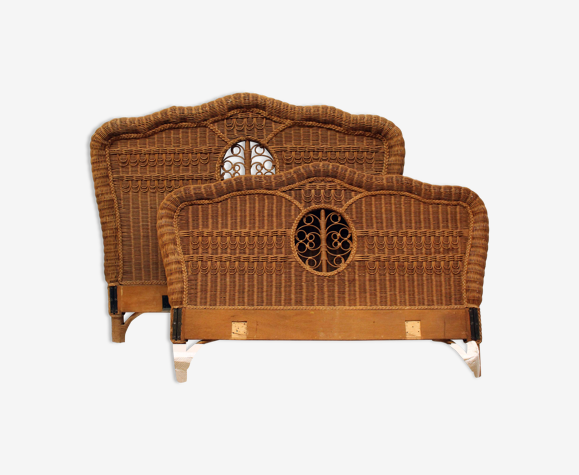 Tête, pied et cadre de lit en Rotin Ralph Lauren | Selency