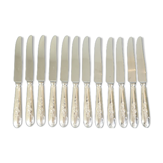 12 knives a entremets in silver metal stainless steel blade Louis XV