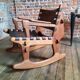 Vintage leather rocking chair by Angel Pazmino 1960
