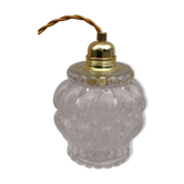 Moulded glass globe hanging lamp