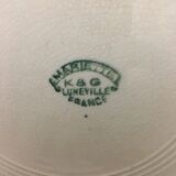 Set of 6 flat plates stamped "k&g lunéville", model "mariette"