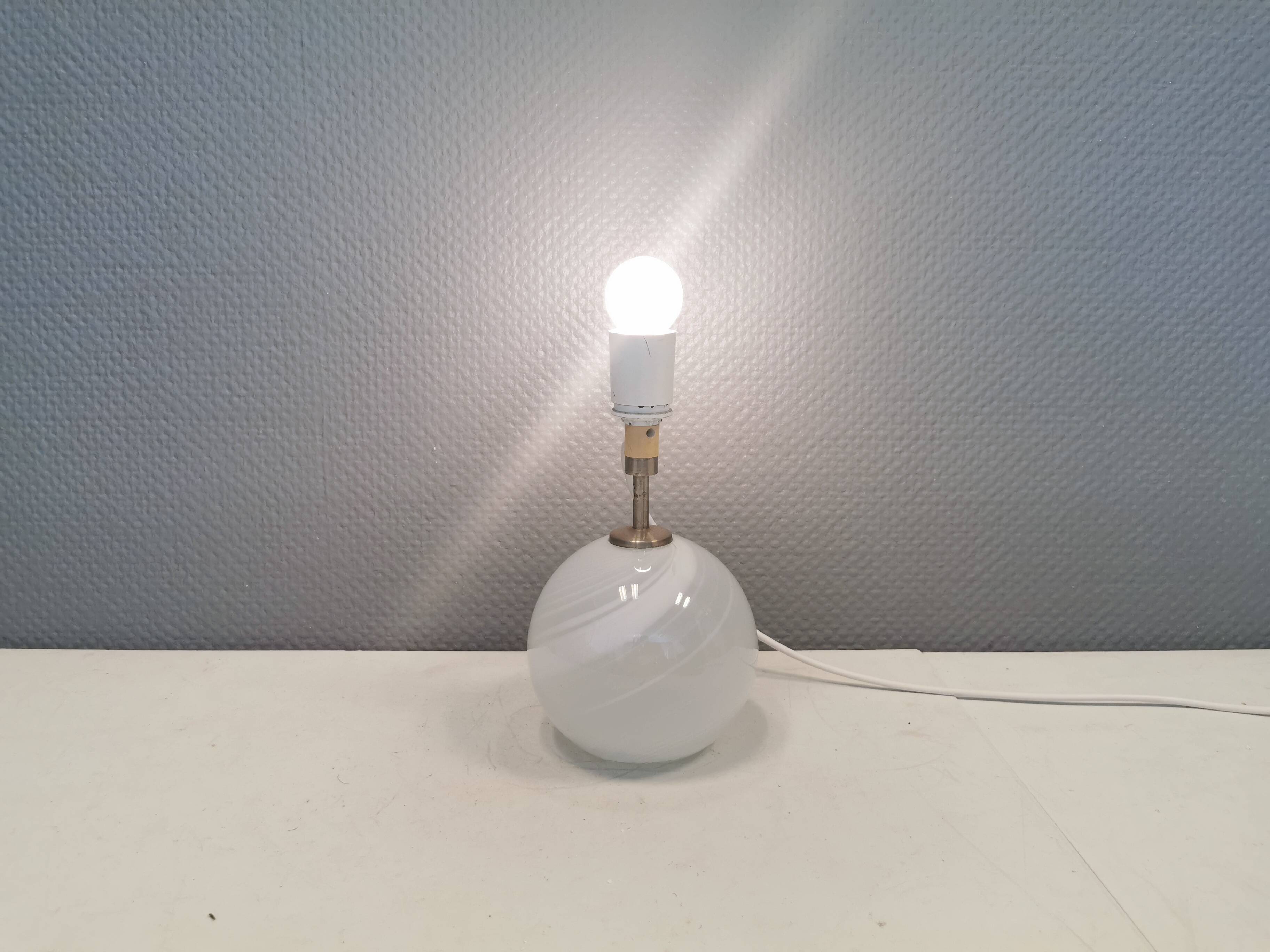 Beautiful table lamp, model Misty by Torben Jørgensen, Holmegaard Glassworks Denmark 1980.