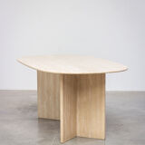 1970 oval architectural travertine dining table