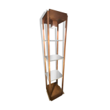 Vintage illuminated column shelf, copper steel, brutalist industrial design, ca 1970