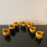 Set of 7 small glasses of Zoomorphic Vallauris Chicks