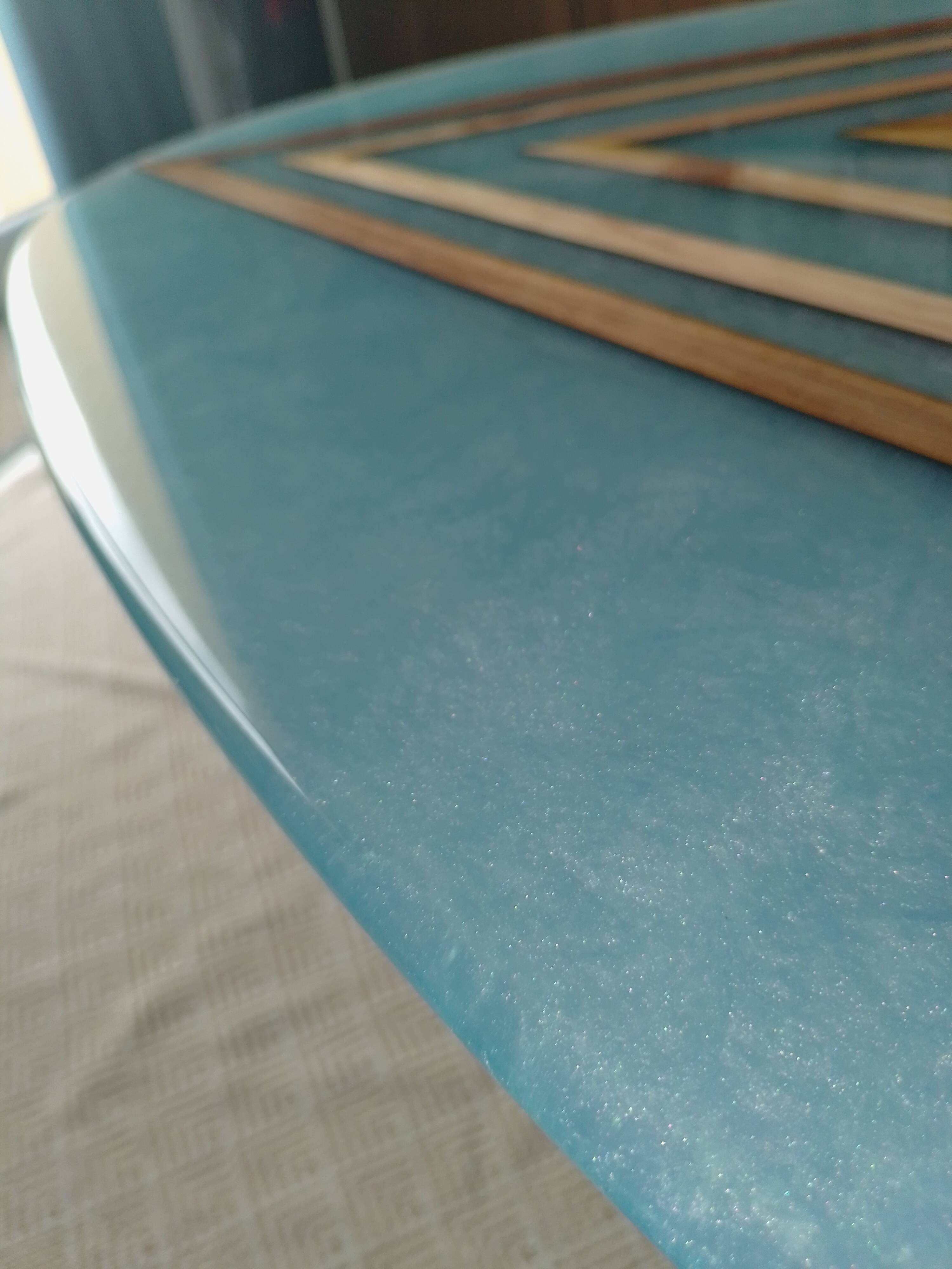 Handcrafted epoxy resin wood coffee table by RKA Design.