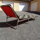 Folding chaise longue cous camp bed with flowers vintage brand Castel Joyeux