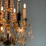 Gilt bronze cage chandelier decorated with cut crystal pendants circa 1900