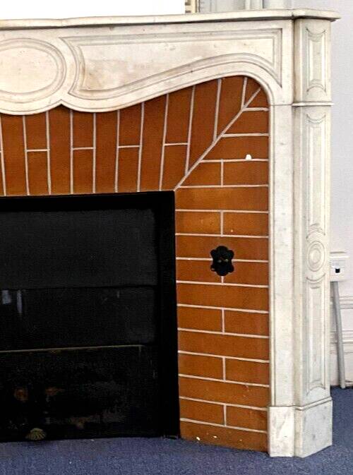 Louis XV style fireplace Model Pompadour White Carrara marble 20th century