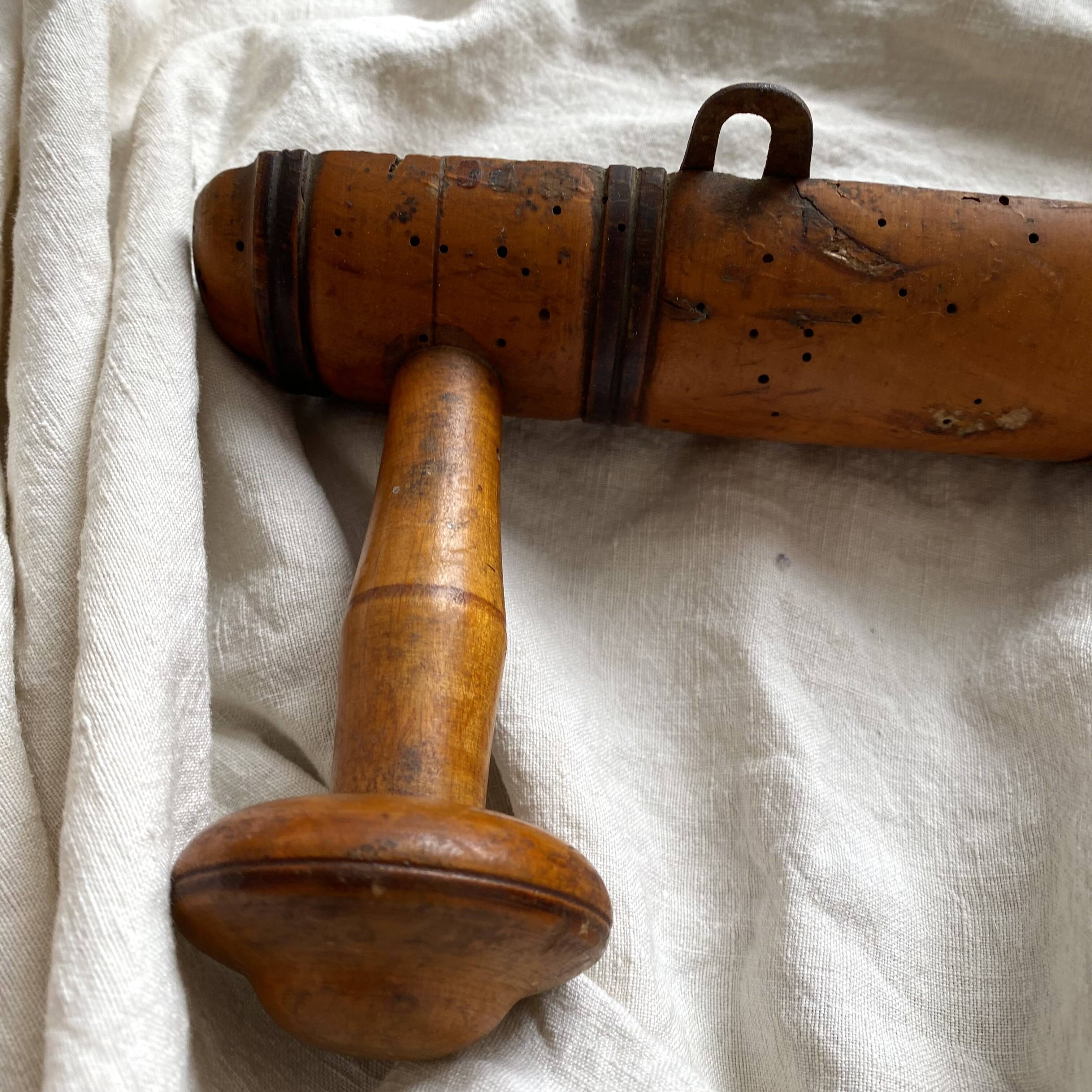 Antique turned wood wall coat rack