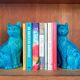 Vintage Pair of Ceramic Blue Cats Bookends