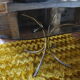Dining table stainless steel legs and tempered glass top 70s