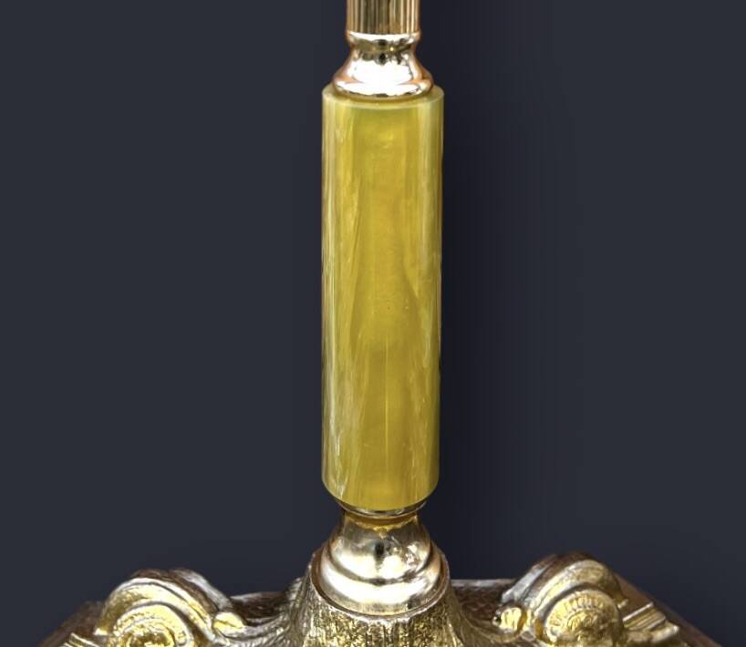 Large golden footed ashtray, moulded glass – 1960s