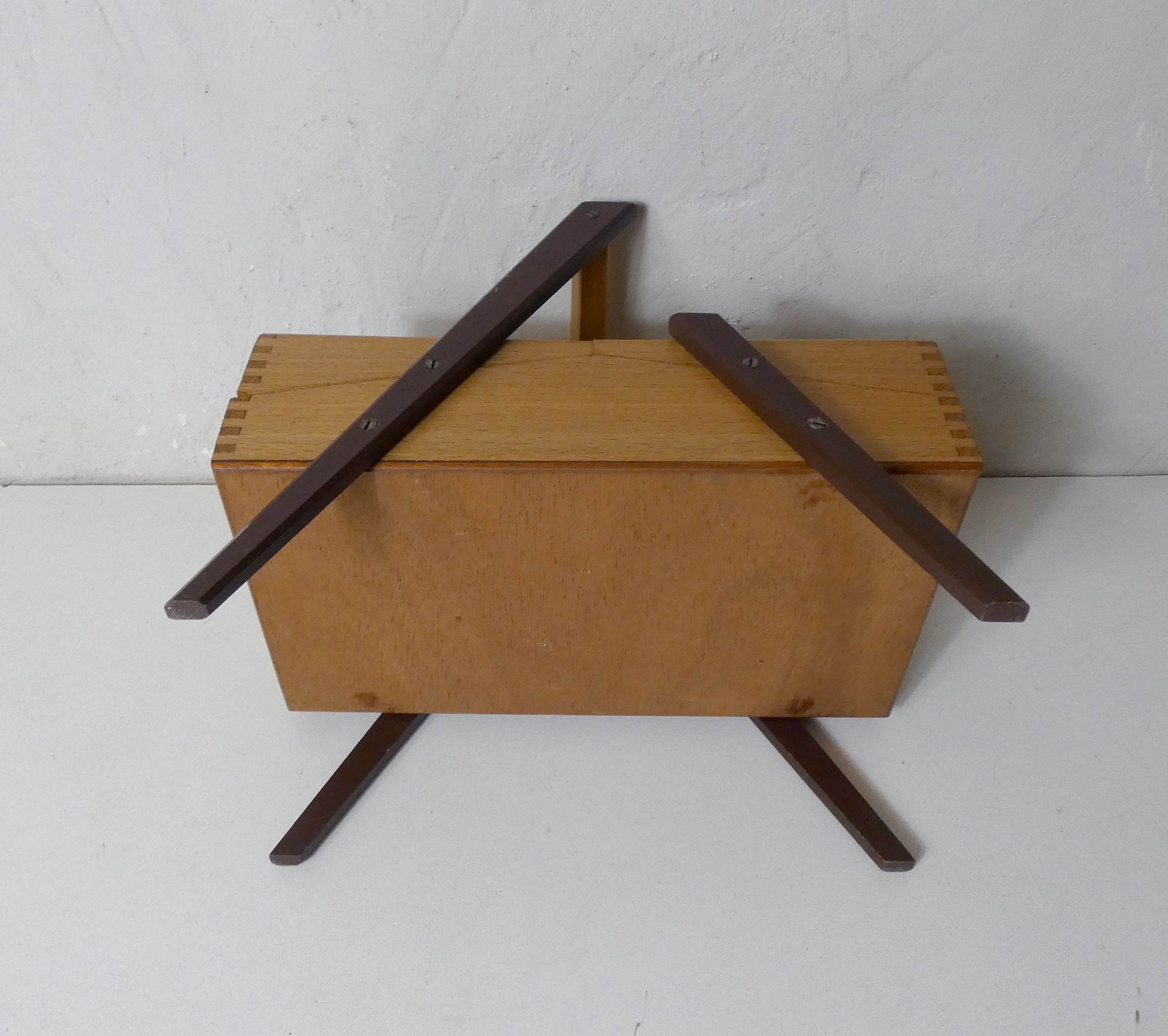 Worker wooden box vintage quilt compass feet