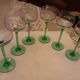 6 green-footed white wine glasses from alsace with grape clusters design