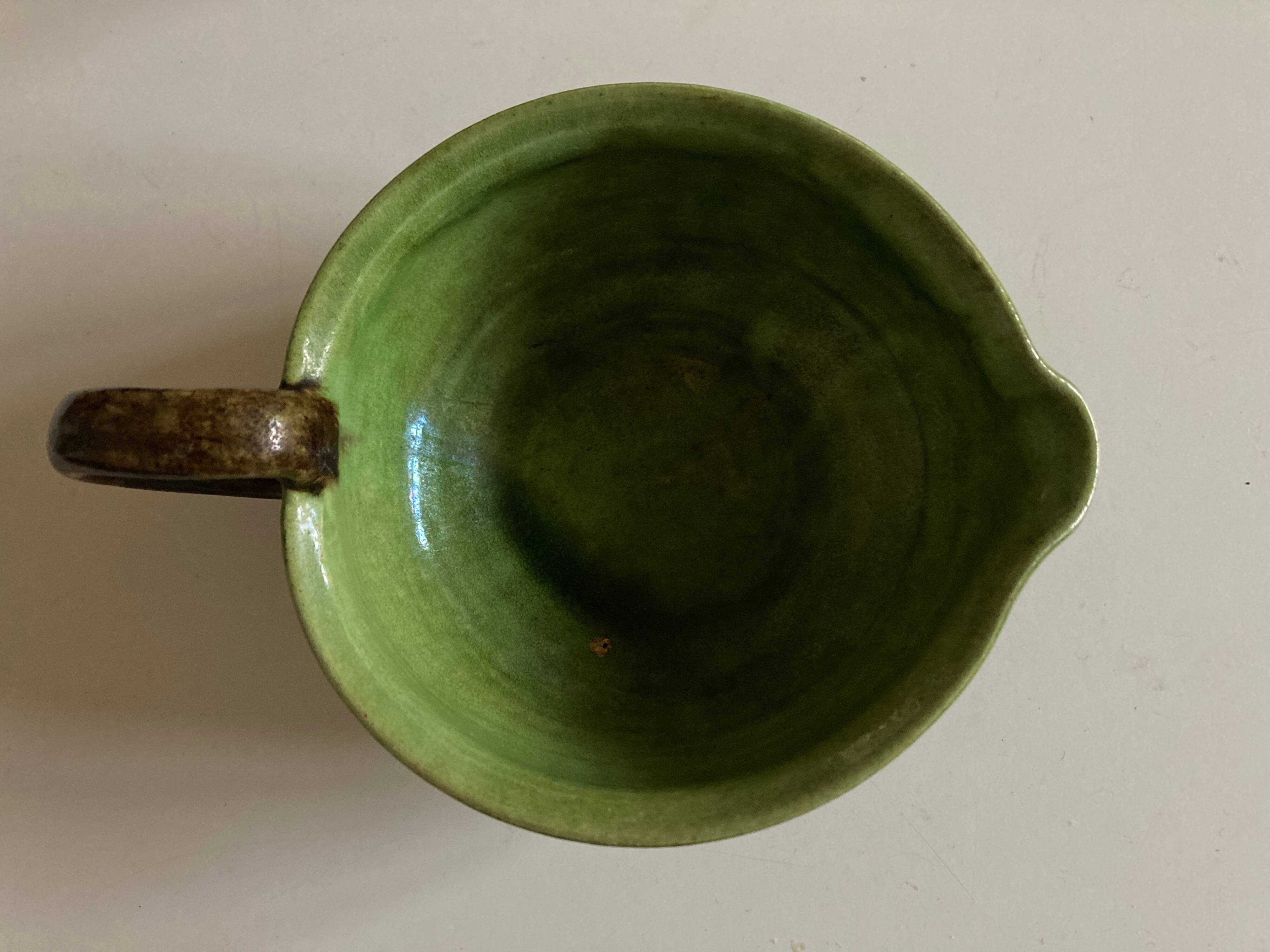 Green glazed earthenware bowl from Dieulefit 1960