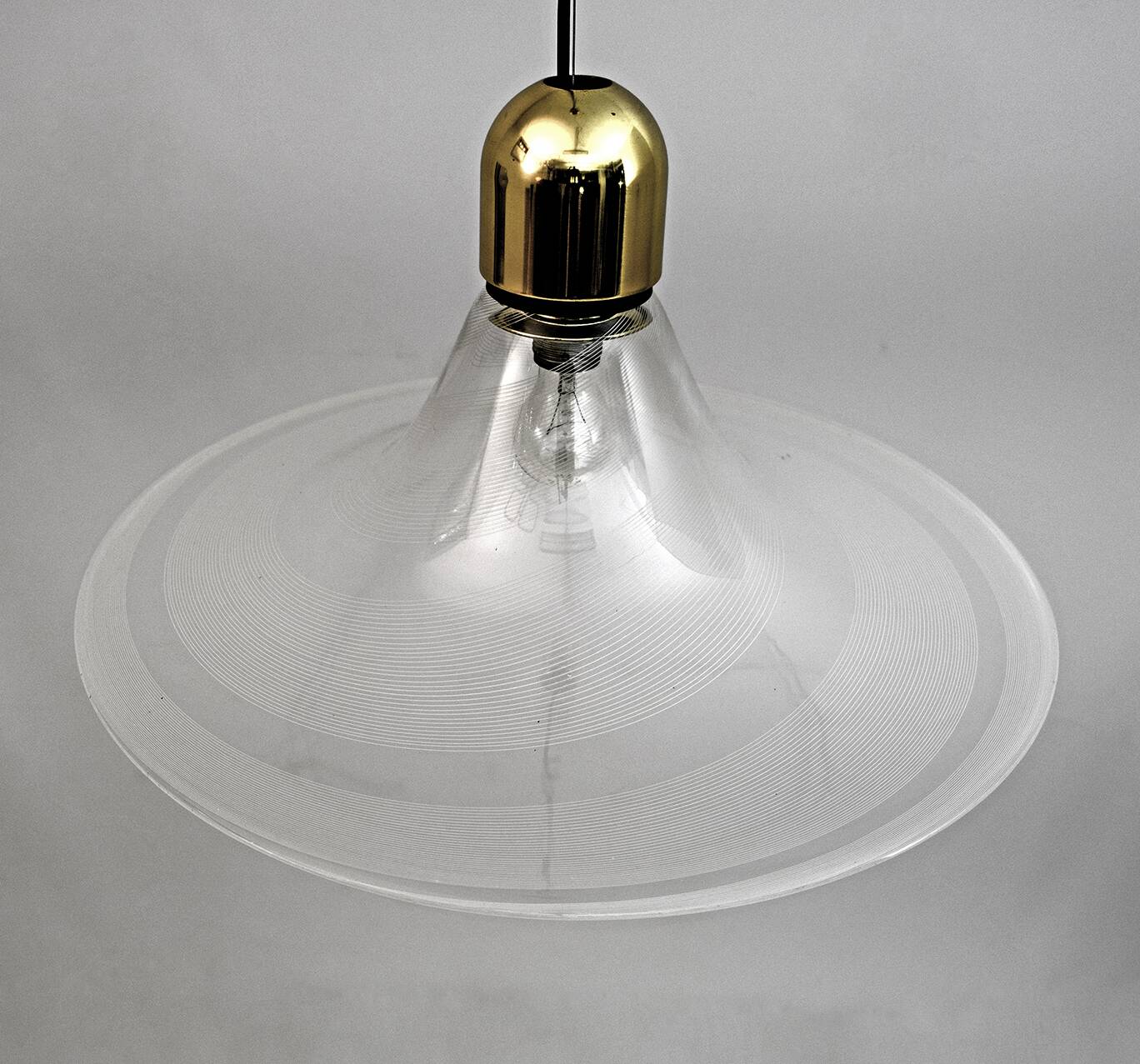 Mid-Century Modern Italian Murano Spiral Glass Pendant Lamp, 1970s
