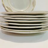 9 plates in white and gold porcelain