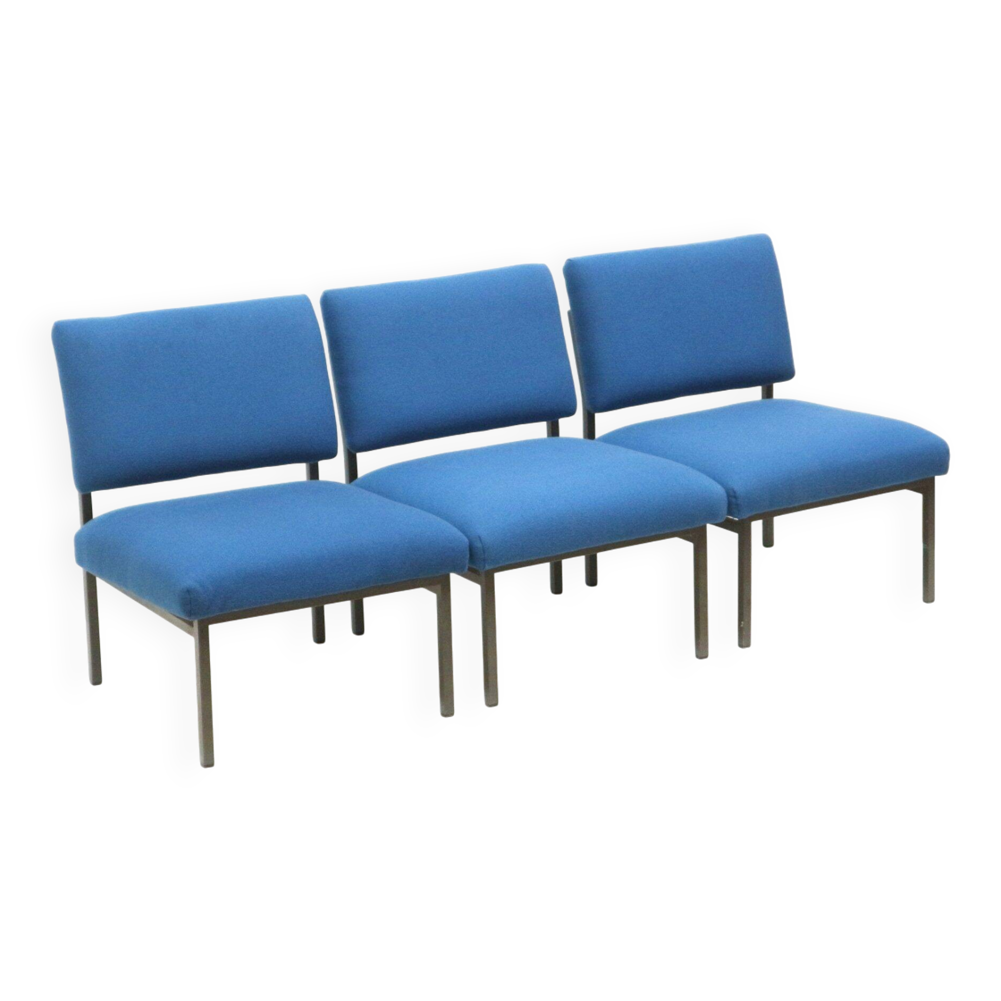 Vintage blue 3-seater sofa/set of 3 armchairs from the 1970s
