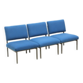 Canapé 3 places/ensemble de 3 fauteuils bleu vintage des années 1970