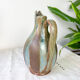 Art Nouveau style carafe in flamed stoneware with blue and brown drips