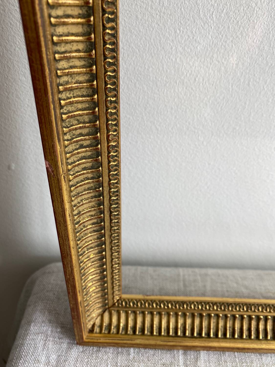 Old large glazed carved wooden frame