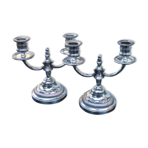 paire de candelabres metal argente