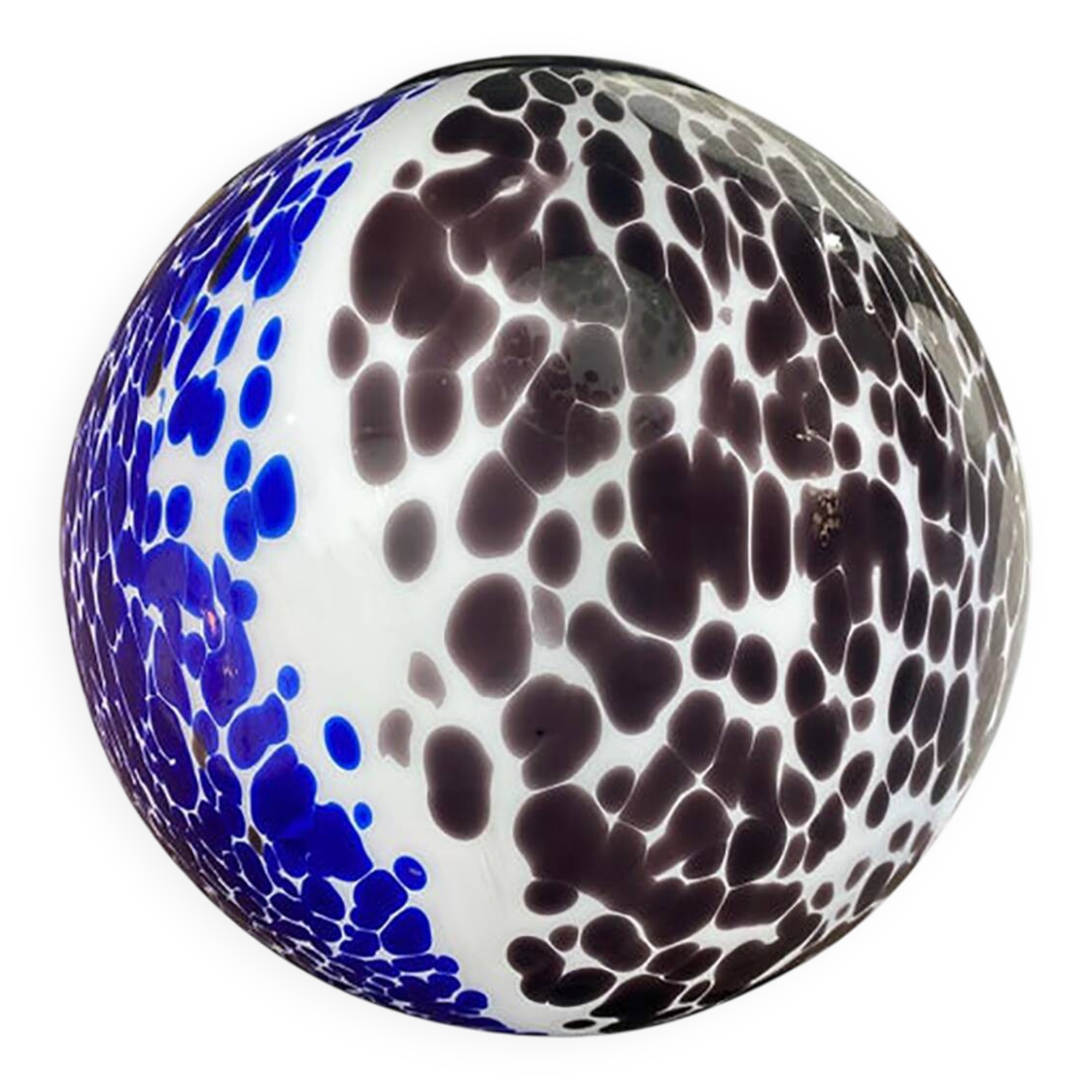 Blue and Black Murrine Sphere Pendant in Glass