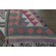 1970s Vintage Turkish Oushak Handmade Wool Cotton Purple Runner Rug 97x385